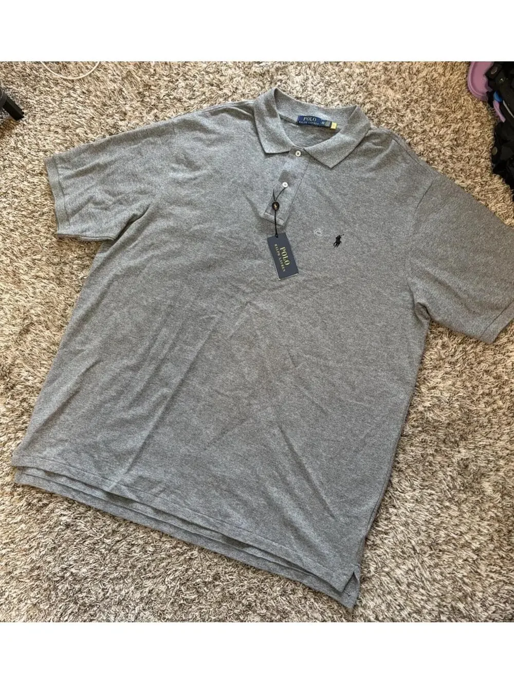 Polo Ralph Lauren Mens Custom Slim Fit Iconic Mesh Polo Shirt Gray 2XLT NWT $125